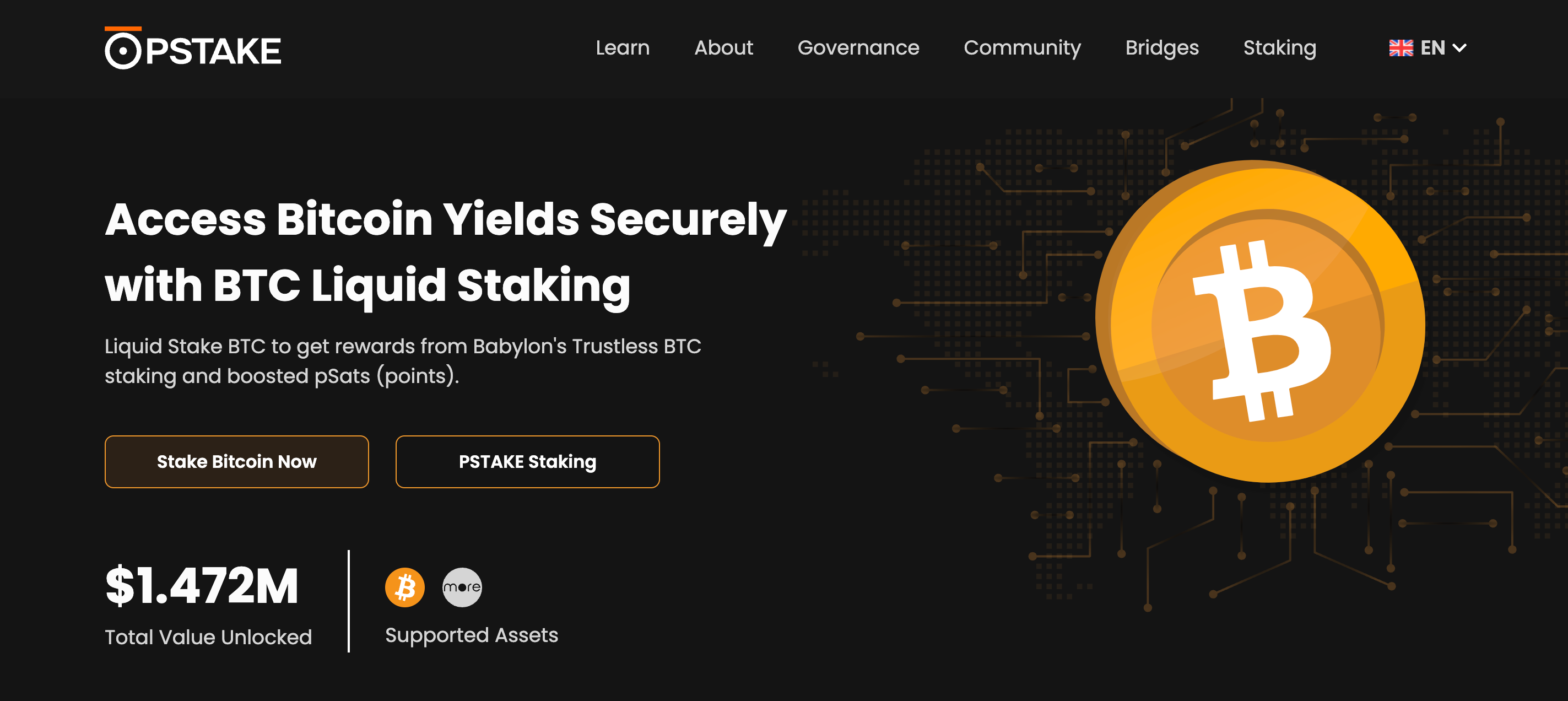Screenshot of pStake website